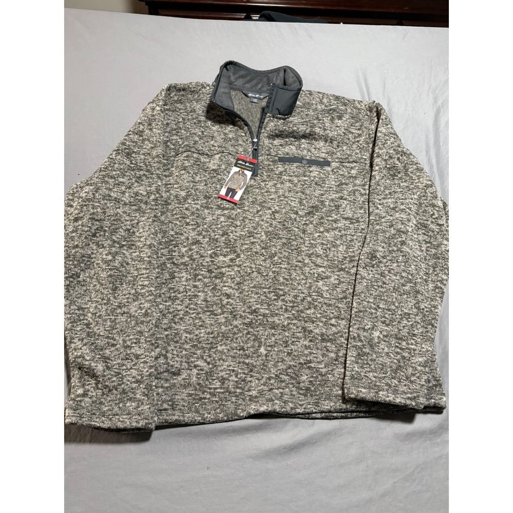 Eddie Bauer Men Sweater Fleece Quarter Zip Pullover Charcoal Heather EMJ1504S XL